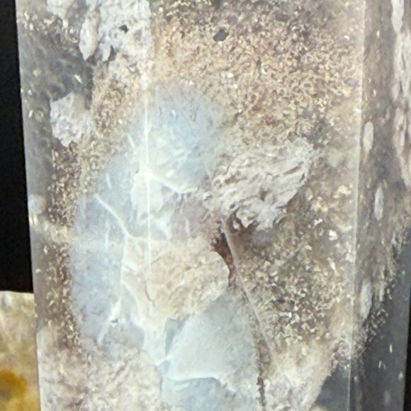 Black Flower Agate Chalcedony Asterism Wand 226g Crystal Protection Inspiration - Picture 2 of 10